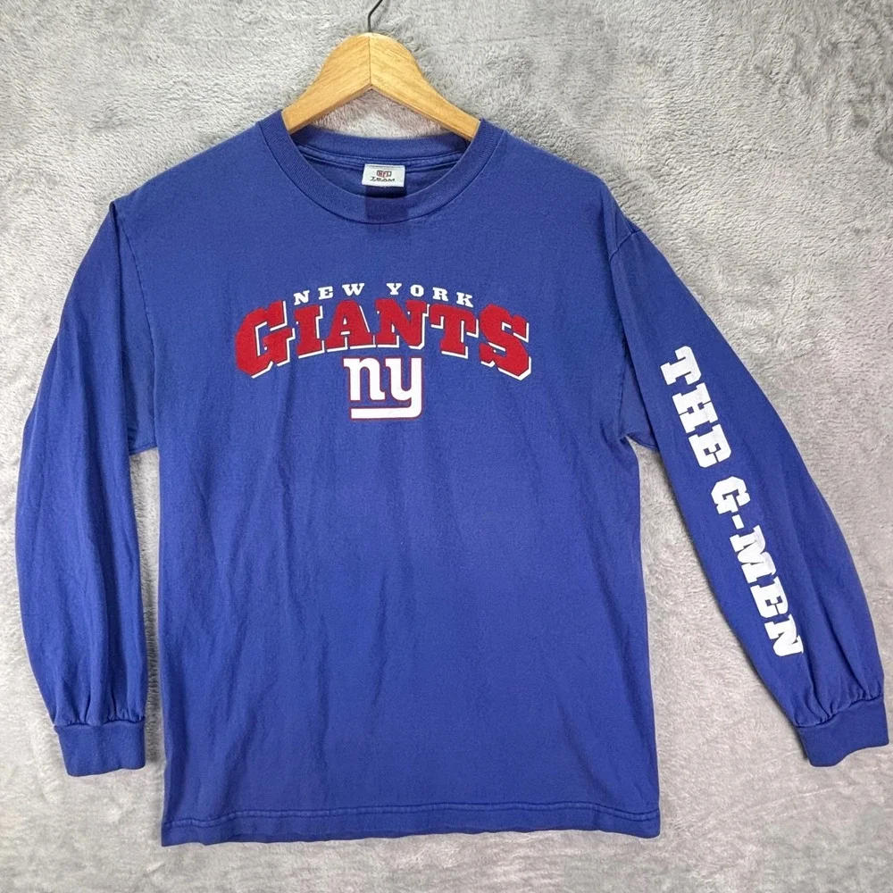 NFL Team Apparel Men's New York Giants Blue Long Sleeve Shirt The G-Men Sz M‎